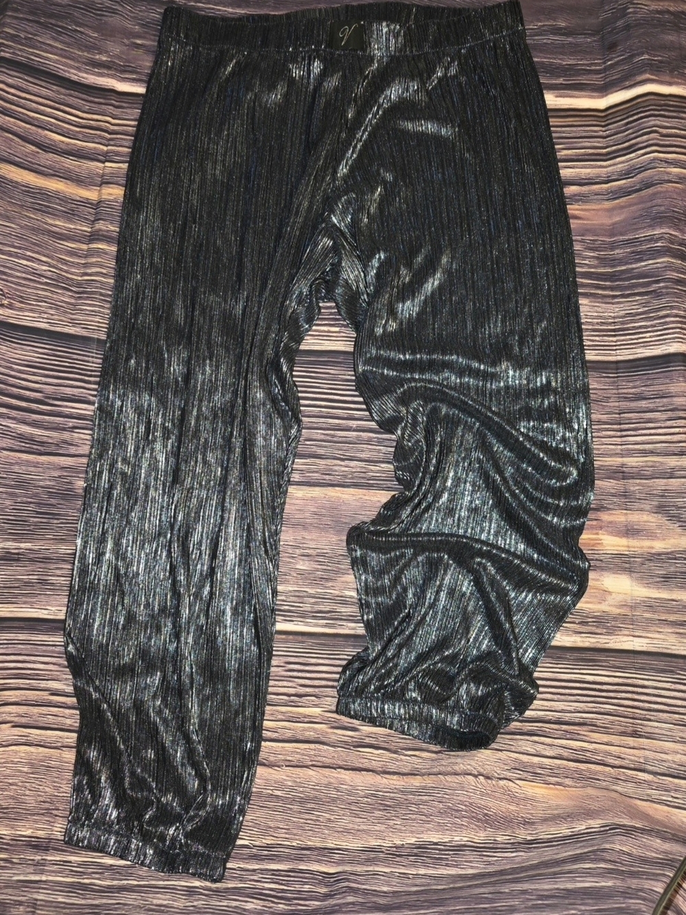 Victoria's Secret Womens Black Metallic Ribbed Leggings